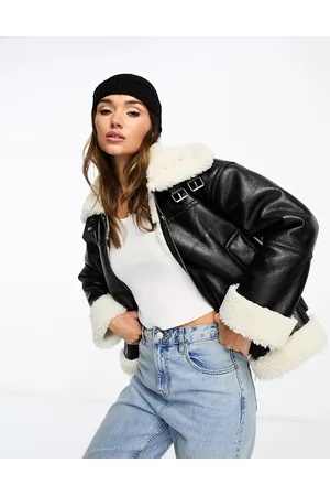 Stradivarius Oversized aviator jacket with contrast collar in