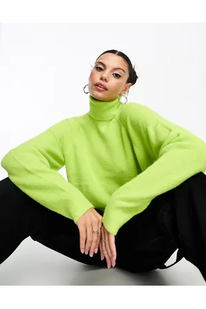 Something New X Lame. Cobain high neck knitted jumper in acidic lime