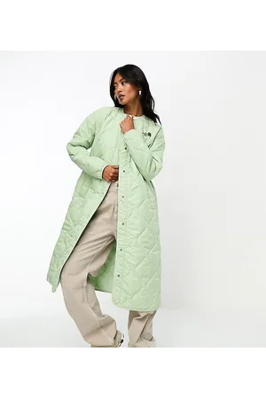 The North Face Ampato long quilted liner jacket in sage Exclusive at ASOS