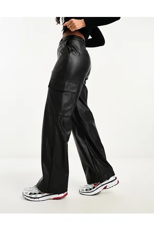 New Look Faux leather cargo trousers in