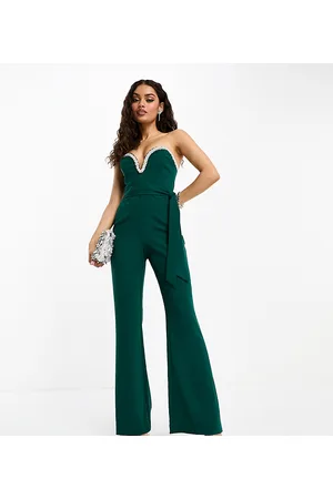 Forever New Embellished bandeau jumpsuit in emerald
