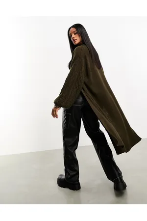 Threadbare Garnet cable knit longline cardigan in chocolate