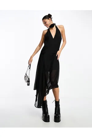 Something New X Lame. Cobain corsage sheer halterneck maxi dress in