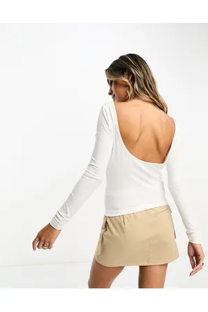 ASOS Scoop back long sleeve top in cream