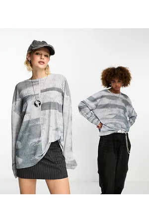 COLLUSION Unisex long sleeve printed mesh skater t-shirt in