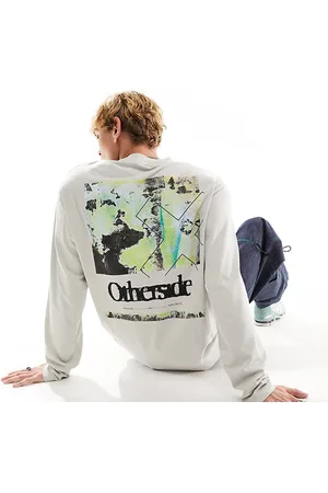 COLLUSION Long sleeve t-shirt with back graphic in ecru