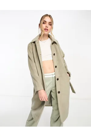 VERO MODA Longline belted shacket in khaki