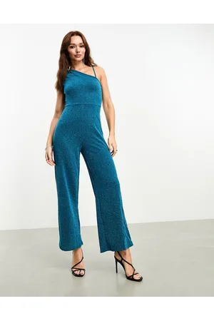 Y.A.S One shoulder jumpsuit in glitter