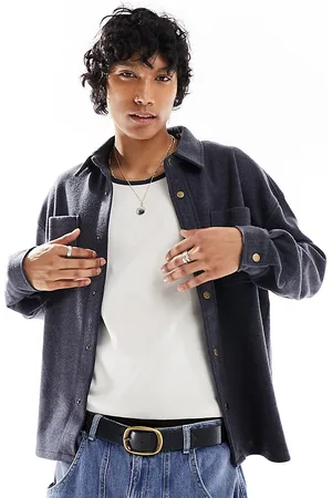 Reclaimed Faux wool shacket in navy