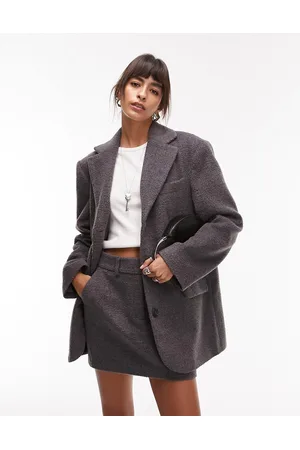 Topshop Oversized brushed blazer coat in charcoal