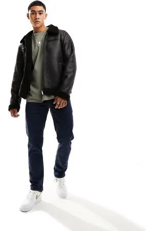 New Look Faux shearling aviator jacket in