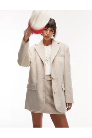 Topshop Oversized brushed blazer coat in oat