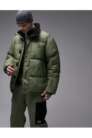 Topman Sno hooded puffer jacket in khaki