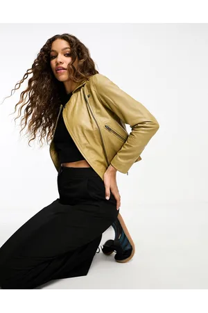 Muubaa Classic leather biker jacket in