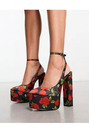 ASOS Porter platform high shoes in and red floral