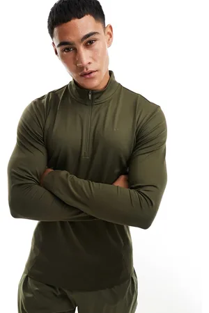 PUMA Training Evolve 1/4 zip sweatshirt in khaki