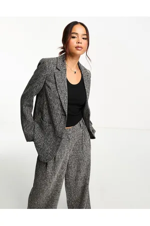 VERO MODA Aware textured melange oversized blazer co-ord in charcoal
