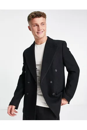 Topman Skinny double breasted four button wool mix teddy blazer in