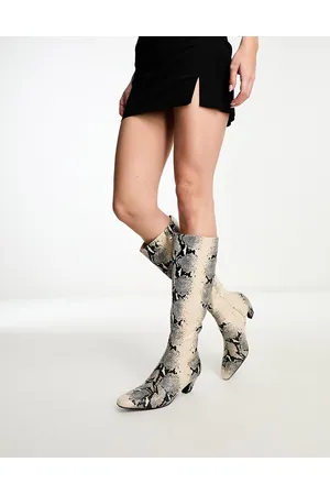Raid Lennox knee boot in beige snake print
