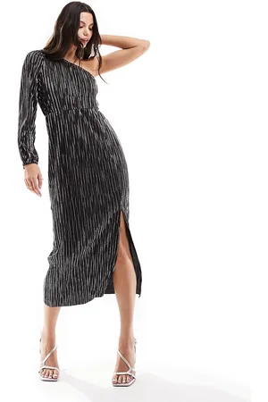 Y.A.S Plisse one shoulder midi dress in