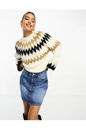 NA-KD Fairisle fuzzy knit jumoer in off
