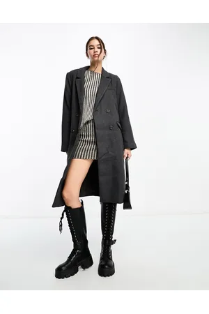 Object Formal twill double breasted longline coat in dark