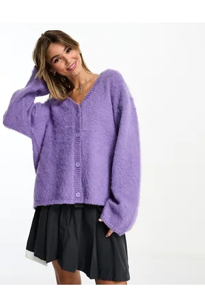 Monki Long sleeve midi cardigan in lilac