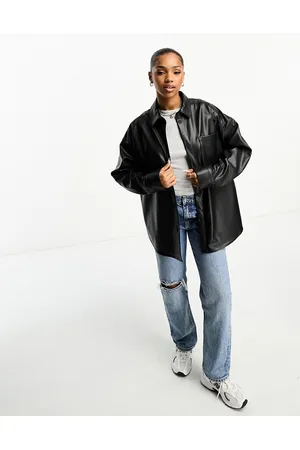 Monki Faux leather oversized shacket in