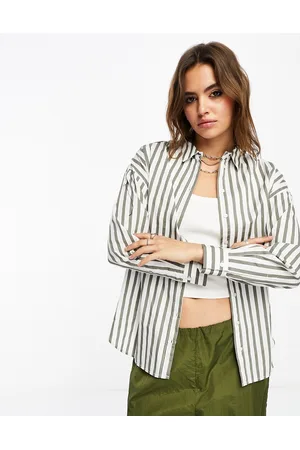 SELECTED Long sleeve shirt In and green stripe