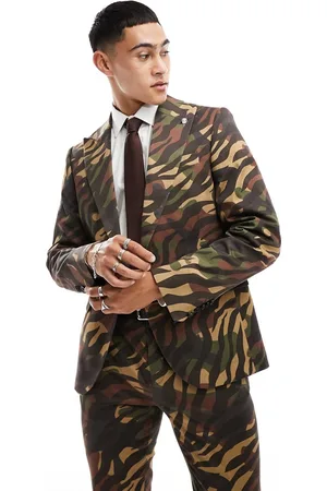 Twisted Tailor Gables tiger camo suit jacket in