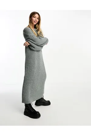 Monki Textured knit oversized midi jumper dress in