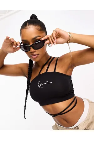 Karl Kani Logo tie front crop top in