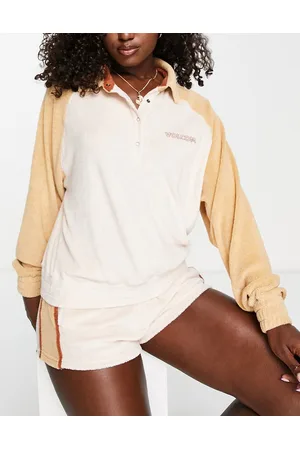 Volcom Mioumeow towelling long sleeve jumper co-ord in sand