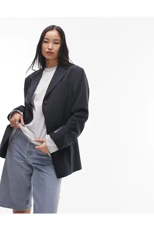 Topshop Co-ord oversized strong shoulder blazer in petrol