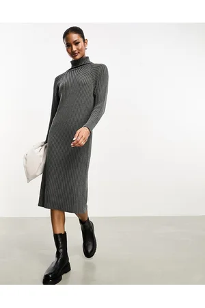 Y.A.S Ribbed roll neck jumper midi dress in