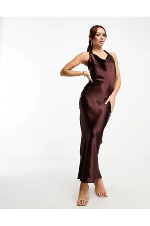 River Island Halter satin midi dress in