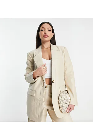 VERO MODA Tailored leather look suit blazer co-ord in cream
