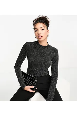 Pieces Glitter high neck bodysuit in