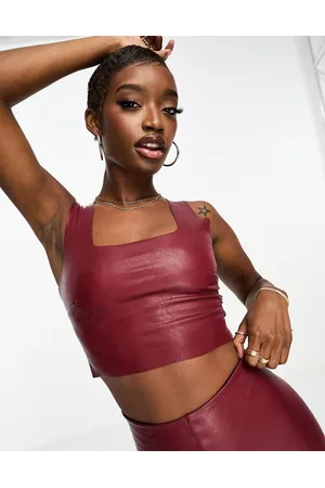 Commando Faux leather squareneck crop top in
