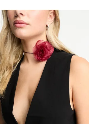 ASOS Choker necklace with corsage detail in burgundy