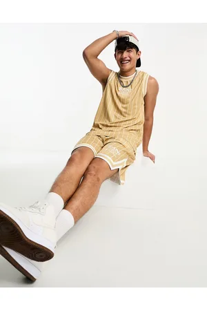 Karl Kani Retro co-ord pinstripe vest in beige and white
