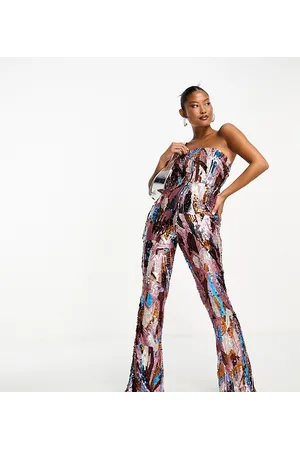 Jaded Rose Bandeau flared jumpsuit in sequin