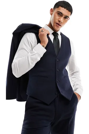 ASOS Wedding slim wool mix suit waistcoat in basketweave texture
