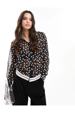 ASOS Long sleeve sheer shirt in spot print