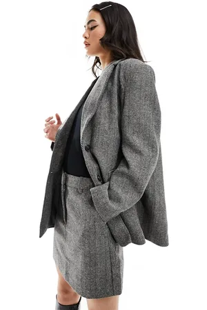VERO MODA Herringbone dad co-ord coat in