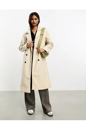 VERO MODA Double breasted maxi coat in cream