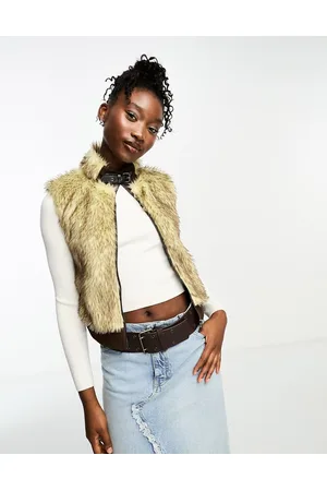 Tammy Girl Faux fur gilet with faux leather neck buckle