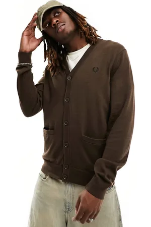 Fred Perry Classic caridgan in burnt tobacco
