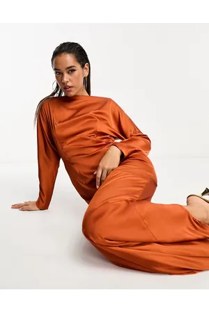 TFNC High neck maxi dress in burnt