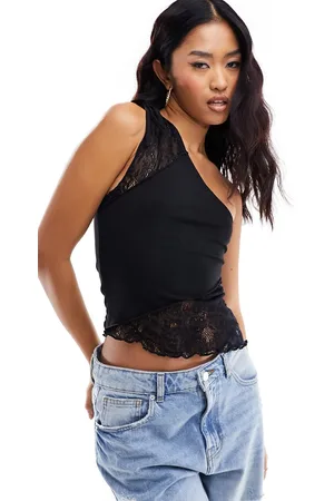 ASOS Spliced lace top with gathers in